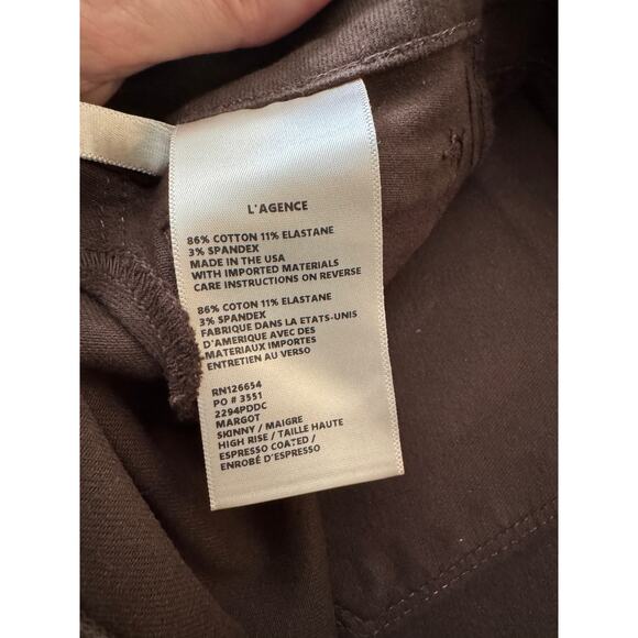 L’agence Margot Expresso Coated Jean Size 25 $280 - Picture 7 of 7